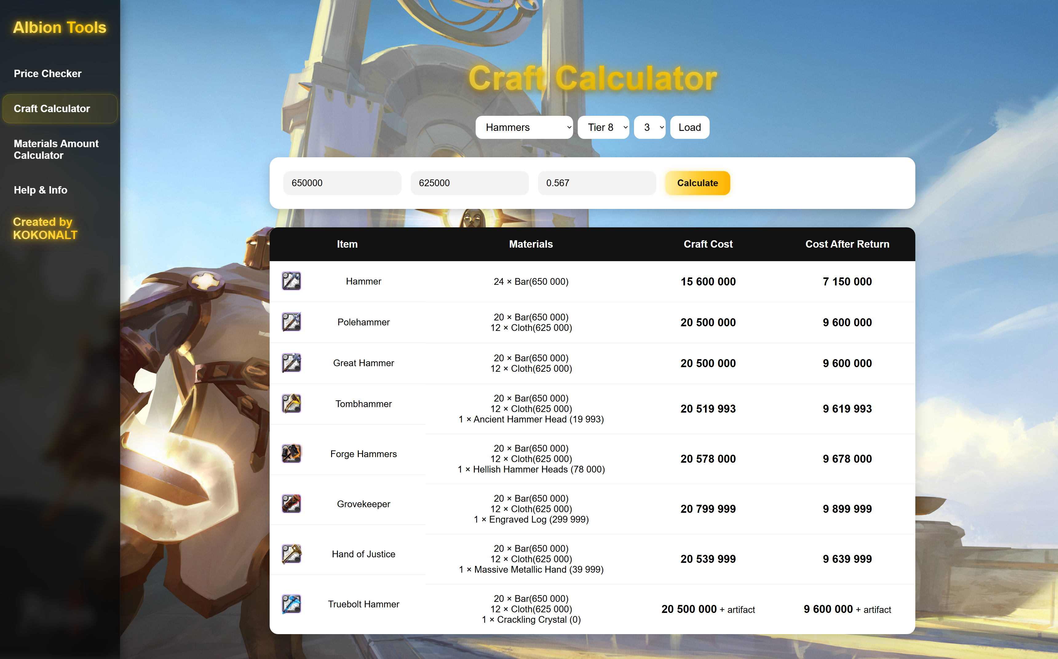 Craft Calculator example