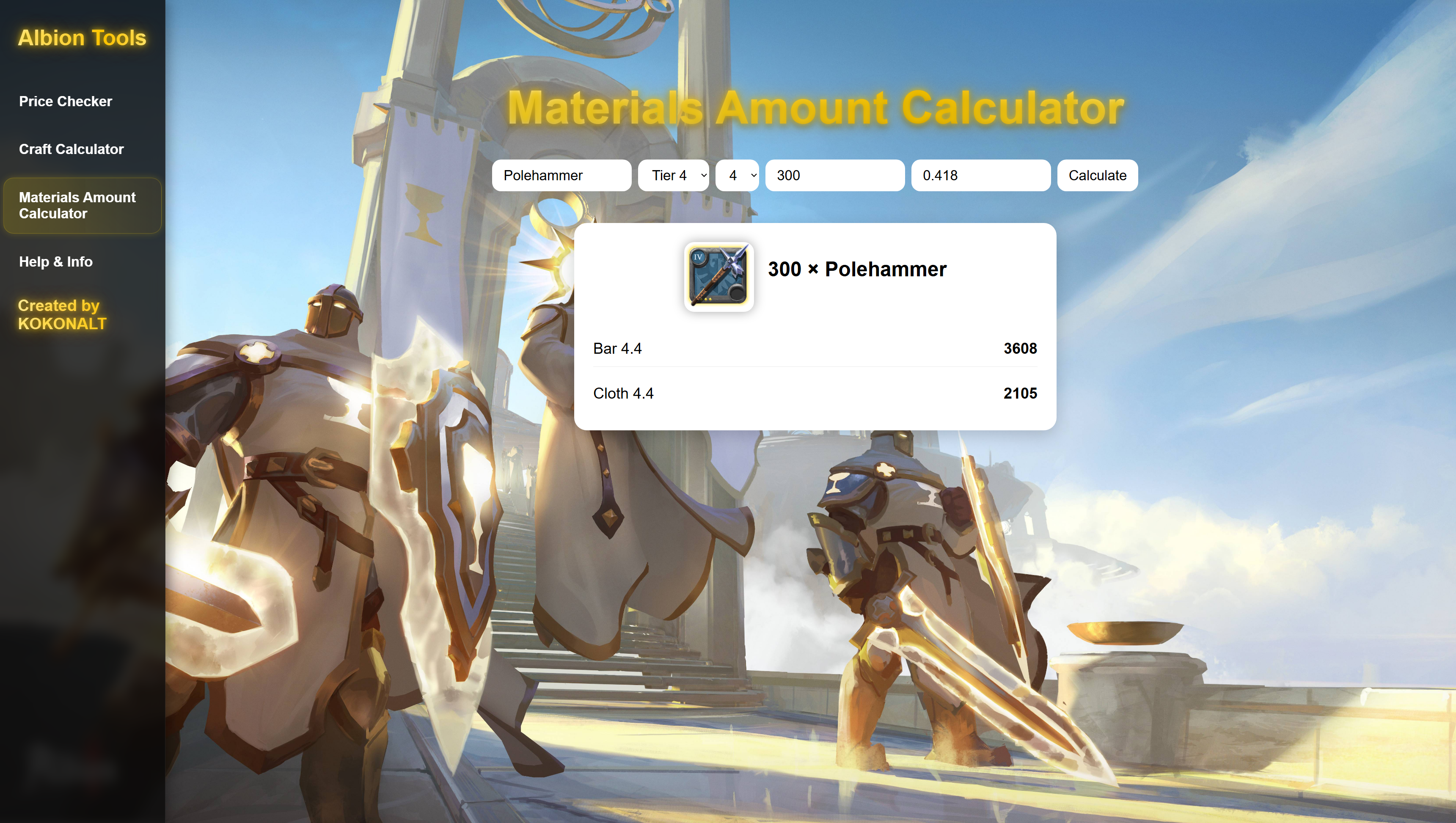 Resource Calculator example